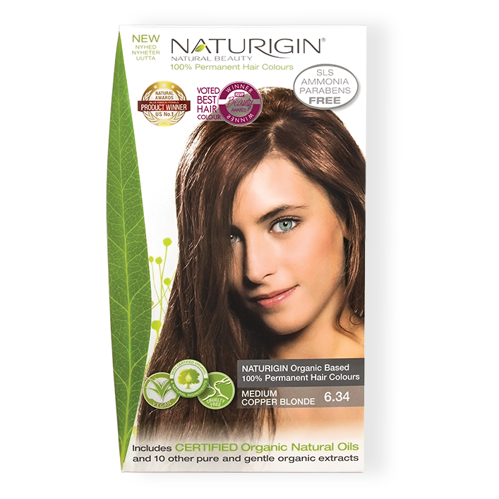 Naturigin Organic Based 100% Permanent Hair Colours Medium Copper Blonde 6.34